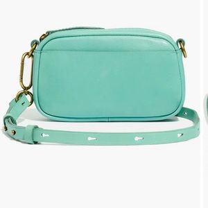 NWT MADEWELL Leather Mini Carabiner Crossbody Bag Dusty Verdigris